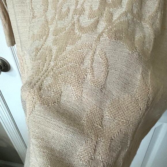 Chico's Wms Med Cream Gold Metallic Embossed Knit Sweater Shimmer - Picture 5 of 8